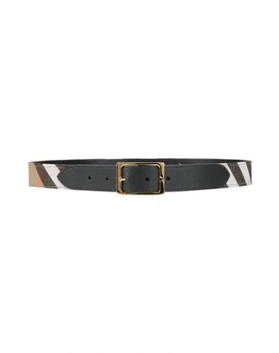 Burberry Woman Belt Khaki Size 34 Cotton In Black