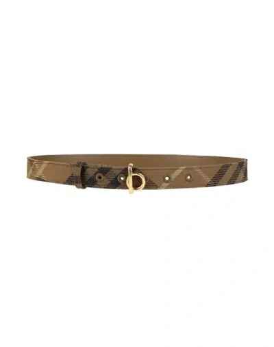 Burberry Woman Belt Khaki Size M Textile Fibers In Multi