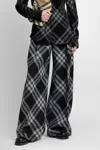 Burberry Pleated Checked Wool Straight-leg Pants In Black&white