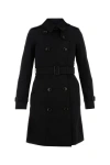 BURBERRY BURBERRY WOMAN BLACK COTTON TRENCH COAT