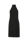 Burberry Funnel-neck Silk Bib Dress In Black