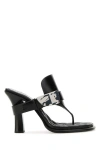 BURBERRY BURBERRY WOMAN BLACK LEATHER BAY THONG MULES