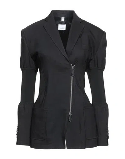 Burberry Woman Blazer Black Size 4 Ramie, Viscose, Elastane, Polyamide, Calfskin