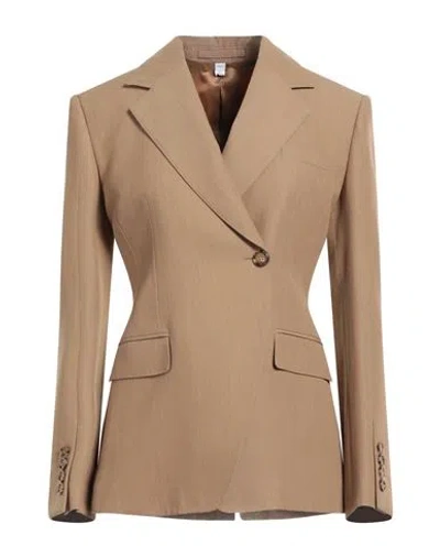 Burberry Woman Blazer Camel Size 6 Virgin Wool In Beige