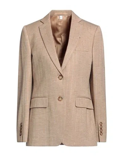 Burberry Woman Blazer Sand Size 10 Wool, Polyamide In Beige