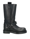 Burberry Strap Detail Leather Boots In Black