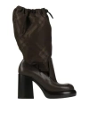 Burberry Woman Boot Dark Brown Size 8 Textile Fibers, Leather In Brown