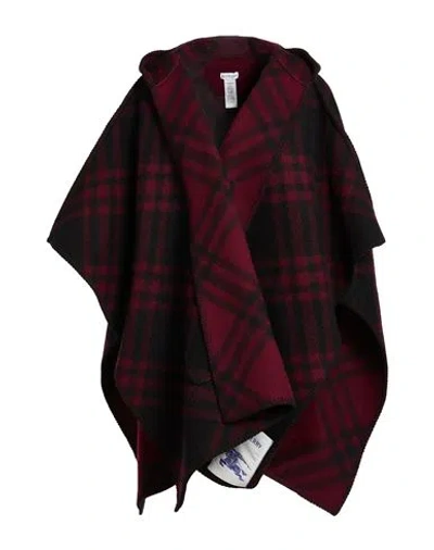Burberry Woman Cape Burgundy Size Onesize Wool In Multi