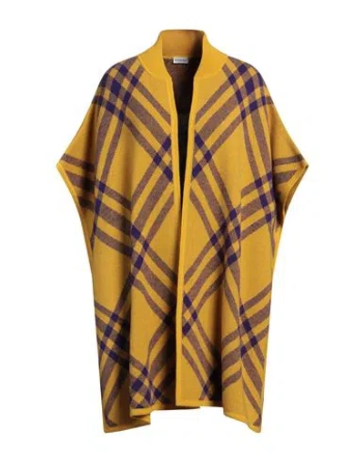 Burberry Woman Cape Mustard Size Onesize Wool In Yellow