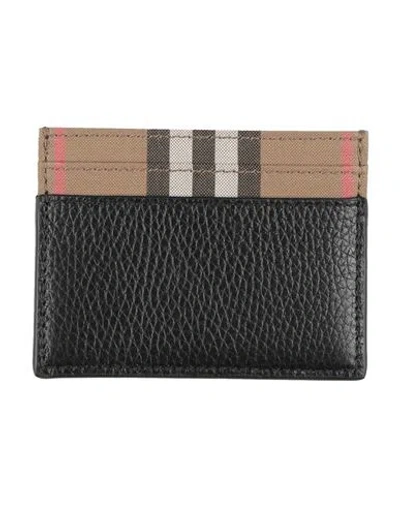 Burberry Woman Cardholder Black Size - Calfskin, Textile Fibers