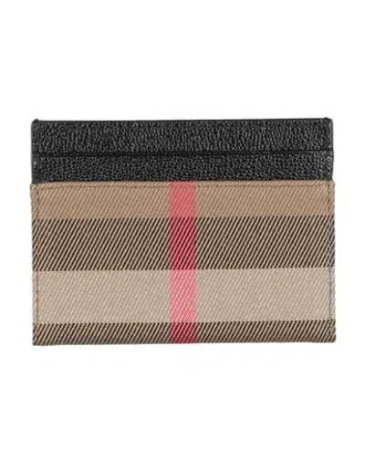 Burberry Woman Cardholder Black Size - Cotton, Leather