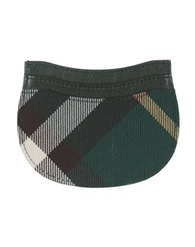 Burberry Woman Cardholder Dark Green Size - Polyester, Wool, Lambskin