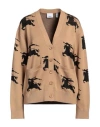 BURBERRY BURBERRY WOMAN CARDIGAN CAMEL SIZE M COTTON, POLYAMIDE, ELASTANE