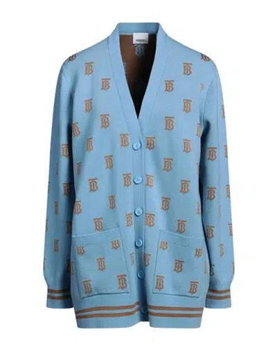 Burberry Tb Monogram-patterm Knit Cardigan In Blue