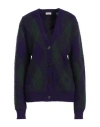 Burberry Purple Cardigan With Argyle Motif In Wool Woman In Purple