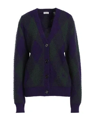 BURBERRY BURBERRY WOMAN CARDIGAN PURPLE SIZE M WOOL