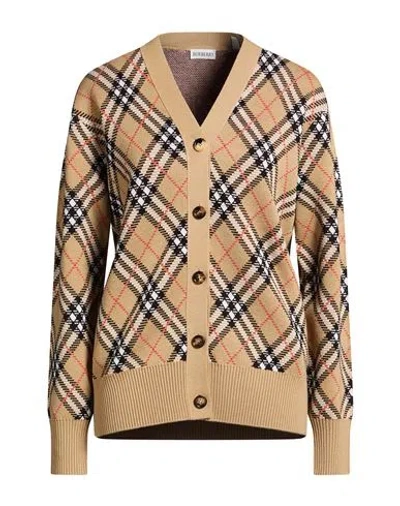 Burberry Woman Cardigan Sand Size L Wool, Polyester In Multi