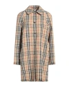 Burberry Bouclé Checkered Buttoned Raincoat In Beige