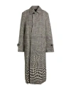 Burberry Long Warped Houndstooth Car Coat In Gray