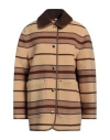 Burberry Woman Coat Sand Size 14 Wool, Polyamide, Lambskin In Beige
