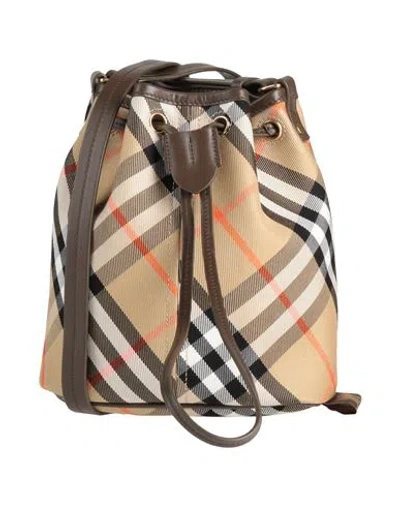 Burberry Woman Cross-body Bag Camel Size - Cotton, Calfskin In Sand