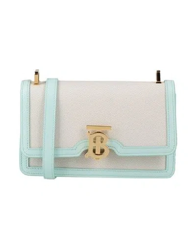 Burberry Woman Cross-body Bag Turquoise Size - Cotton, Leather In Blue
