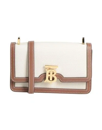 Burberry Tb Small Canvas Bag In Natural/malt Brown