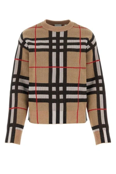 BURBERRY BURBERRY WOMAN EMBROIDERED STRETCH PIQUET SWEATER