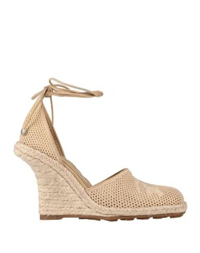 Burberry Woman Espadrilles Sand Size 6 Textile Fibers, Leather