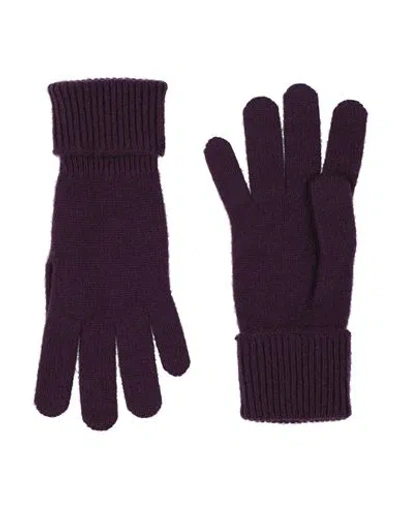 Burberry Woman Gloves Plum Size M/l Cashmere, Polyamide In Purple