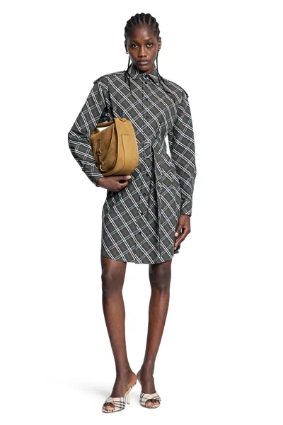 Burberry Woman Green Dresses In Beige