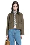 Burberry Corduroy-trimmed Cotton-twill Jacket In Green