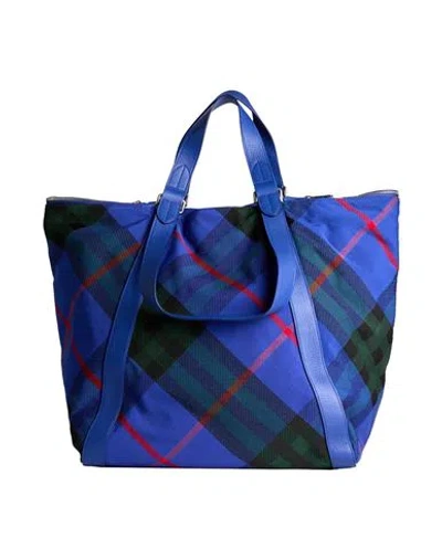 Burberry Woman Handbag Blue Size - Polyester, Cotton, Calfskin