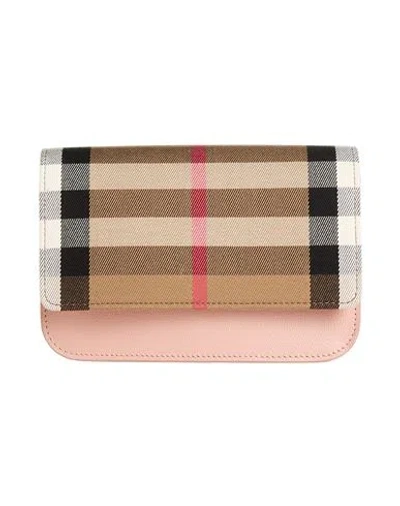 Burberry Woman Handbag Blush Size - Calfskin, Cotton In Pink