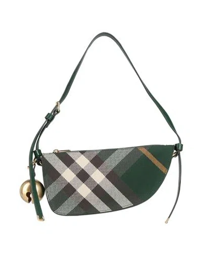 Burberry Woman Handbag Dark Green Size - Polyester, Wool, Calfskin