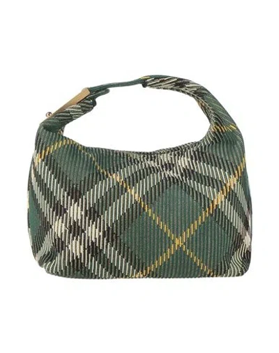 Burberry Peg Check Fabric Medium Bag In Green