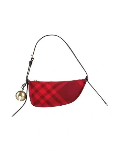 Burberry Woman Handbag Red Size - Textile Fibers, Leather