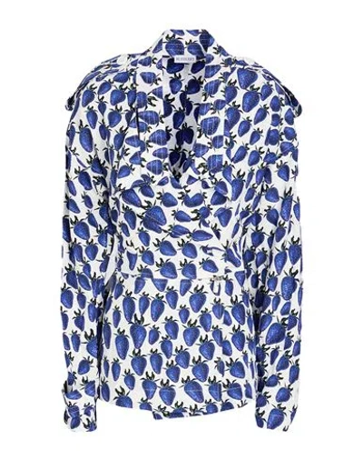 Burberry Woman Jacket White Size 10 Viscose In Blue