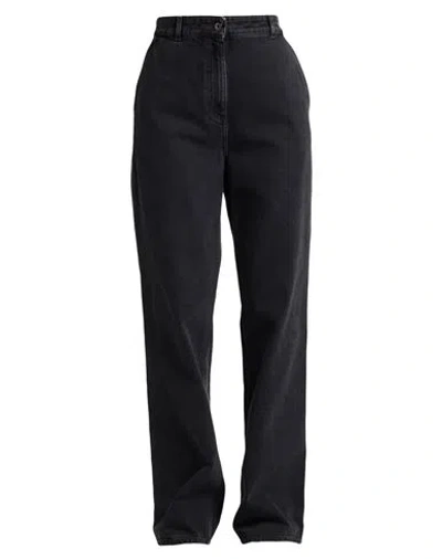 Burberry Woman Jeans Black Size 8 Cotton, Calfskin