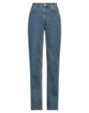 Burberry Woman Jeans Blue Size 25 Cotton, Calfskin In Blue