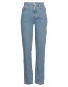 Burberry Woman Jeans Blue Size 27 Cotton, Calfskin In Blue