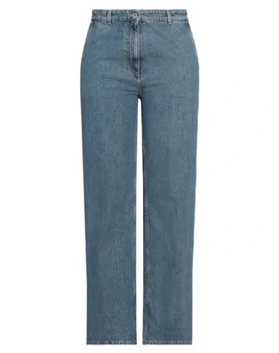 Burberry Woman Jeans Blue Size 8 Cotton, Calfskin