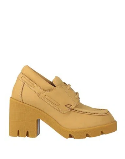 Burberry Woman Lace-up Shoes Mustard Size 7 Leather In Brown