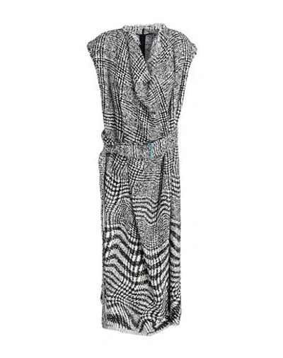 Burberry Woman Midi Dress Black Size 8 Viscose, Linen In Animal Print