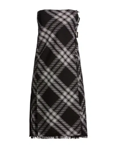 BURBERRY BURBERRY WOMAN MIDI DRESS BLACK SIZE 8 WOOL, CALFSKIN