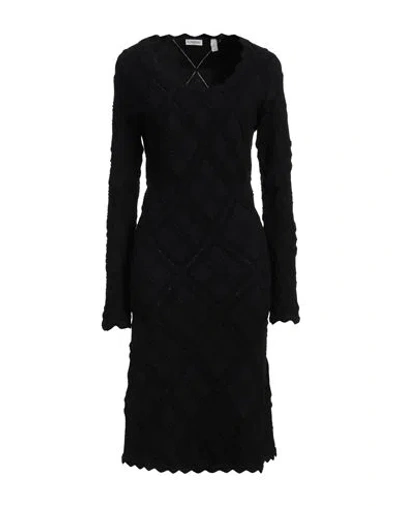 BURBERRY BURBERRY WOMAN MIDI DRESS BLACK SIZE L WOOL, POLYAMIDE, POLYESTER, ELASTANE