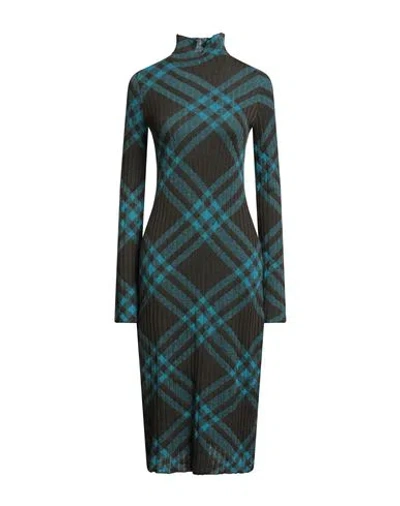 Burberry Woman Midi Dress Dark Brown Size L Polyamide, Mohair Wool, Wool