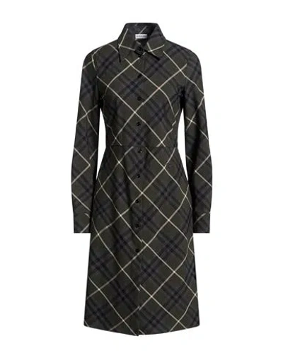 Burberry Woman Midi Dress Dark Green Size 2 Polyester, Wool In Black
