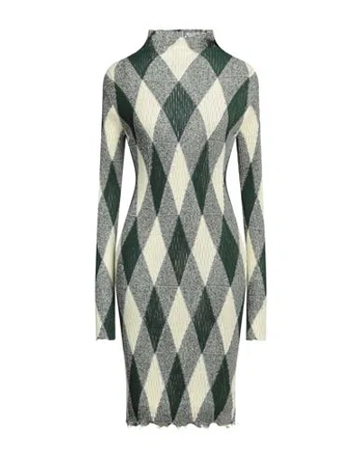 BURBERRY BURBERRY PRORSUM WOMAN MIDI DRESS GREEN SIZE M COTTON, SILK