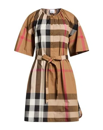 Burberry Woman Midi Dress Light Brown Size 14 Cotton
